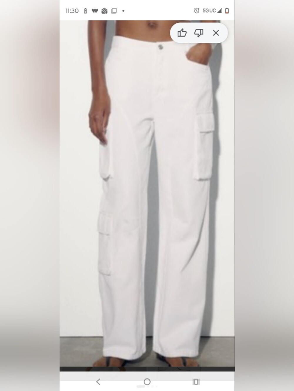 Zara White High-Rise Cargo Pants